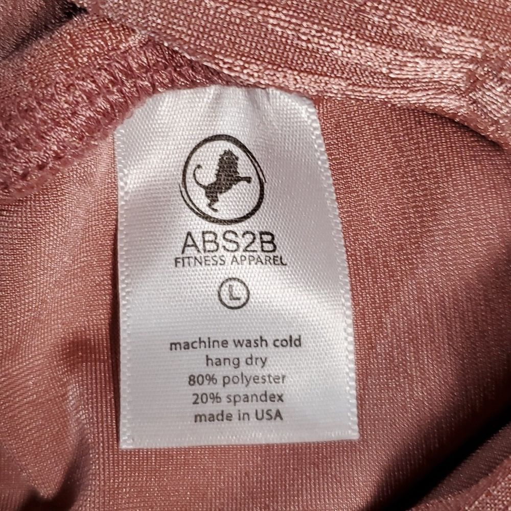 ABS2B Leggings Pink Tan Feather Textured Shiny Butt Booty Large - Picture 7 of 7